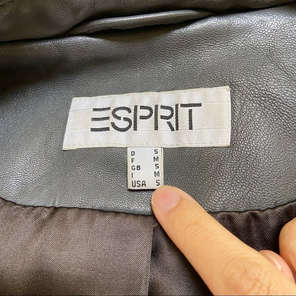 Esprit gray belted leather jacket - Picture 9 of 12